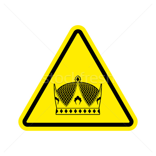 Figyelmeztetés király királyi korona citromsárga háromszög Stock fotó © popaukropa