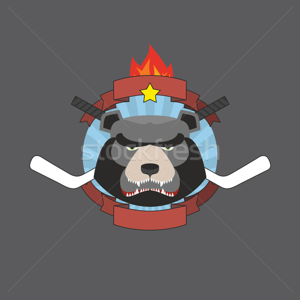hockey bear emblem. Vector illustration Stock photo © popaukropa