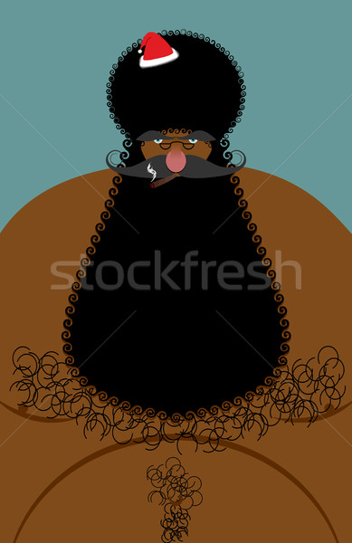 Santa Claus american african naked. Naked old Christmas characte Stock photo © popaukropa