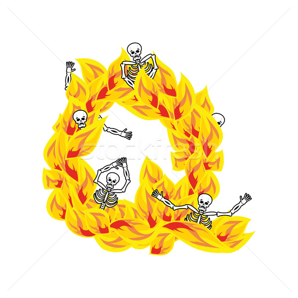 Letter Q hellish flames and sinners font. Fiery lettering. Infer Stock photo © popaukropa