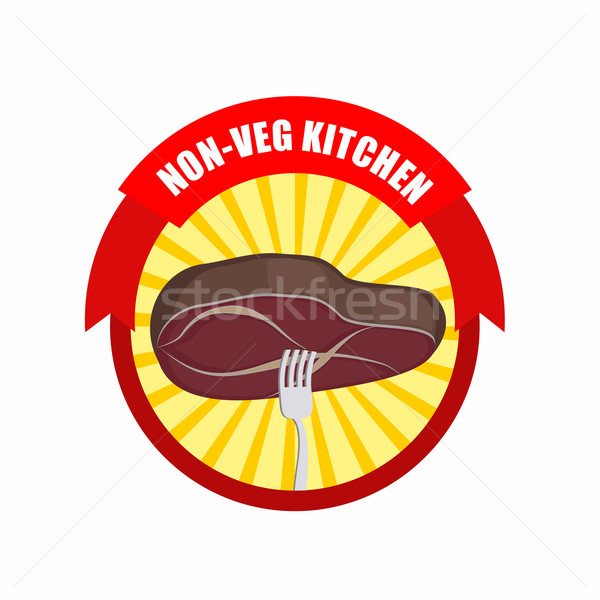 Foto stock: Bife · garfo · cozinha · legumes · carne · vetor