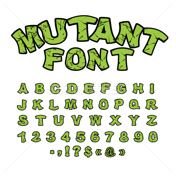 Mutant chrzcielnica zielone szorstki komiks alfabet Zdjęcia stock © popaukropa