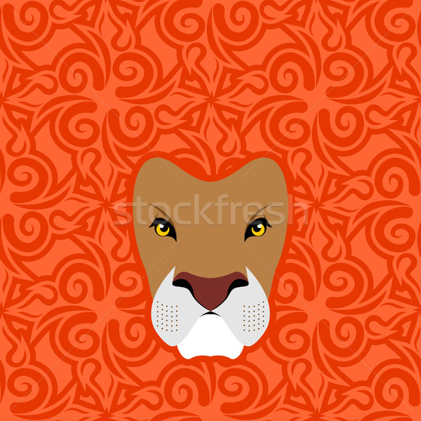 Lion Abstract emblem. Mane Oriental ornament. wild animal Stock photo © popaukropa
