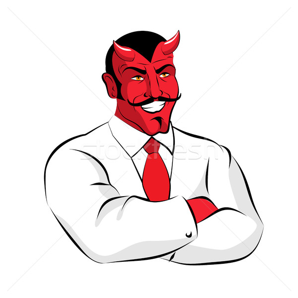 Satan baas duivel zakenman witte pak Stockfoto © popaukropa