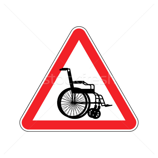 Warning invalid. Sign caution wheelchair on road. Danger way sym Stock photo © popaukropa