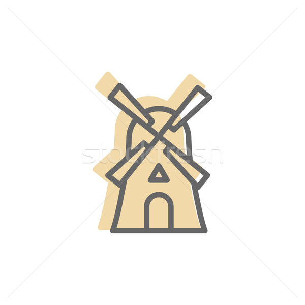 Mill line icon. Sign for production of bread and bakery. traditi Stock photo © popaukropa
