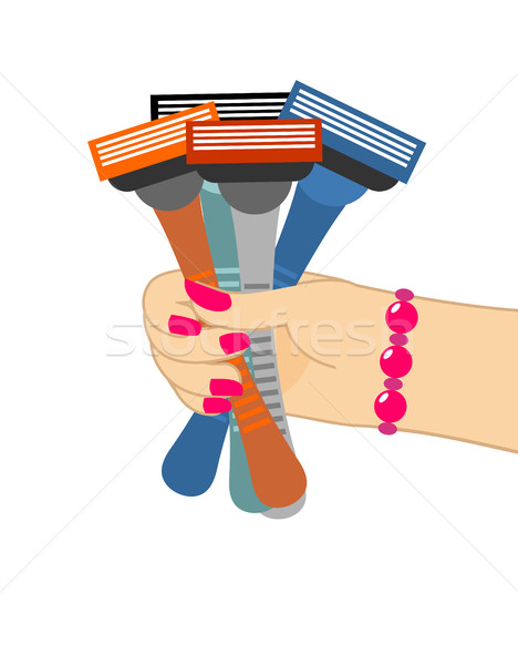 Stock foto: Weiblichen · Hand · geben · Rasiermesser · traditionellen · Geschenk