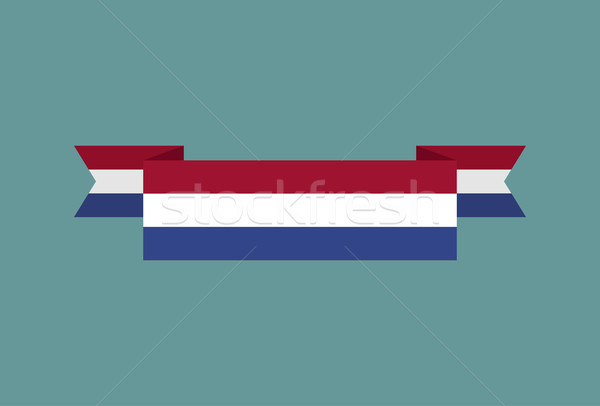 Netherlands flag ribbon isolated. Dutch tape banner. National sy Stock photo © popaukropa