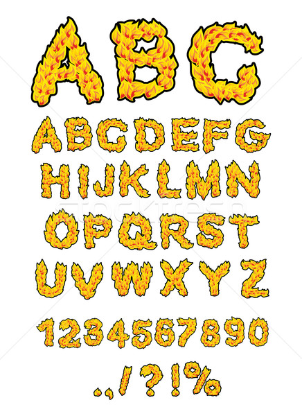 Stock photo: Fire ABC. Flame Alphabet. Fiery letters. Burning font. Hot typog