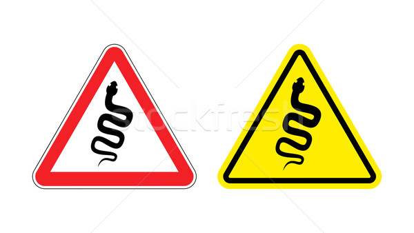 Stock photo: Warning sign of attention venomous snake. Hazard yellow sign rep