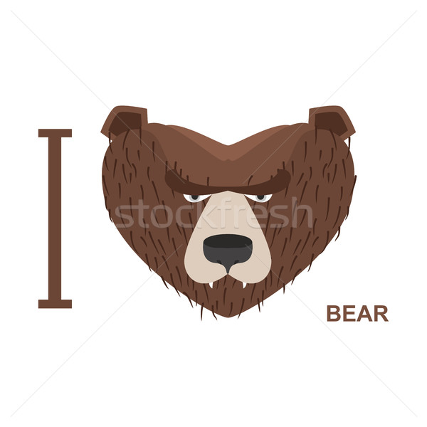 I love bear. Symbol heart bear head. Vector illustration for wil Stock photo © popaukropa