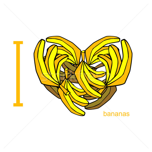 I love bananas. Symbol of heart of bananas. Tropical African fru Stock photo © popaukropa