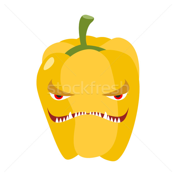 Angry sweet pepper. Aggressive yellow vegetable. Dangerous fruit Stock photo © popaukropa