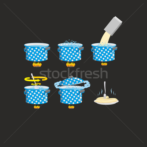 Cooking pasta icons set. Vector illustration Stock photo © popaukropa