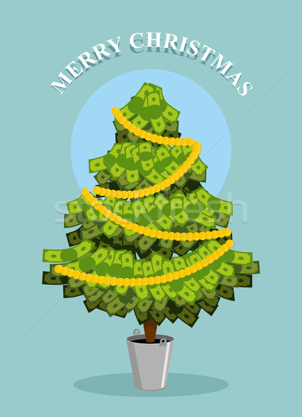 Merry Christmas. MoneyTree. Greeting card with financial well- b Stock photo © popaukropa