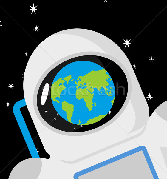 Helmet astronaut and planet earth reflection. Cosmonaut cap Stock photo © popaukropa