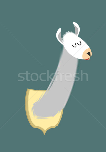 Láma alpaka fej fal vadászat trófea Stock fotó © popaukropa