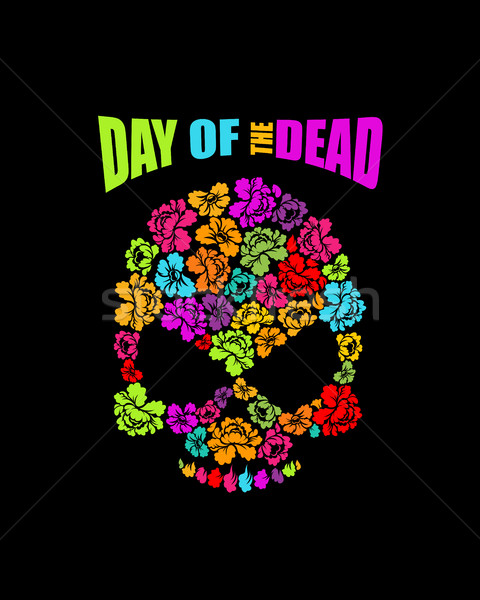 Koponya virágok nap halott csontváz fej Stock fotó © popaukropa
