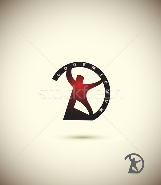 logo man bends the pipe. Business template concept for the produ Stock photo © popaukropa