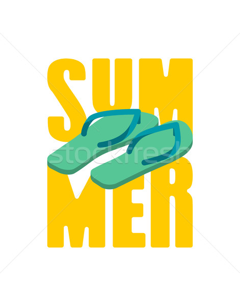 Summer and slippers lettering. Sea shoes Typography Stock photo © popaukropa