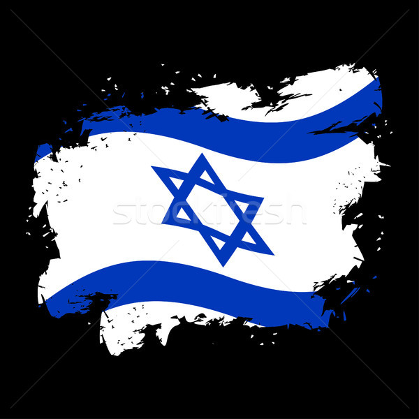 Israel flag Grunge style. Spots and splashes. Israeli banner rib Stock photo © popaukropa