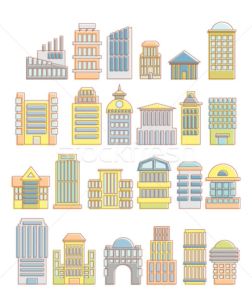 Coleção edifícios casas arquitetônico objetos urbano Foto stock © popaukropa