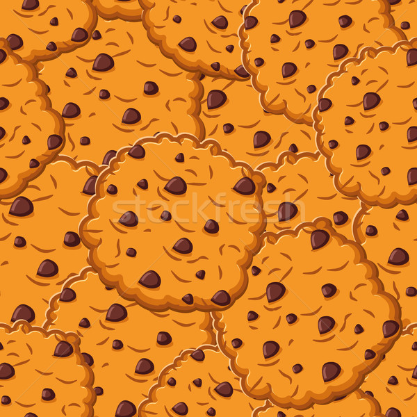 Stock photo: Cookie texture.  Biscuit with chocolatet Drops ornamen. crackers