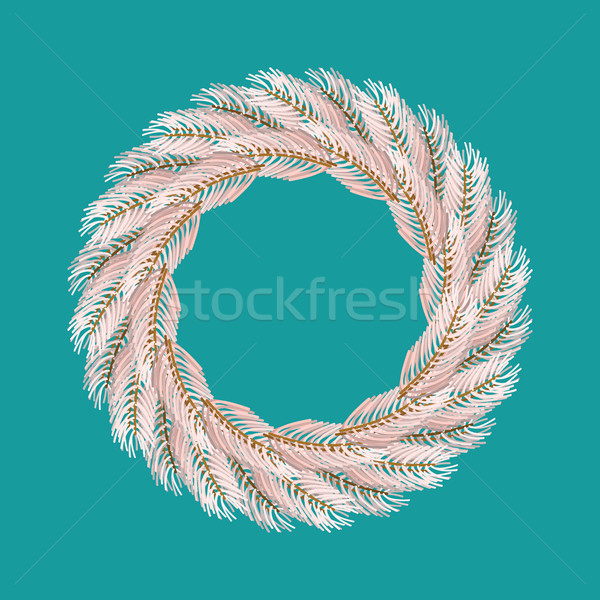 Christmas wreath white isolated. Fir branch circlet. Decoration  Stock photo © popaukropa