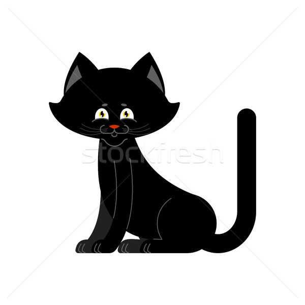 Black cat isolated. Sweetheart Kitten home pet Stock photo © popaukropa