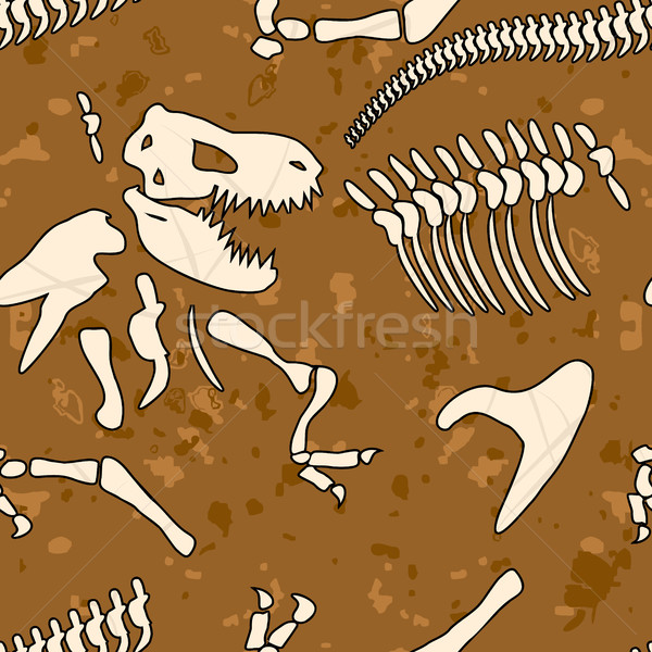 Fossil dinosaur seamless pattern. Bones of Tyrannosaurus vector  Stock photo © popaukropa