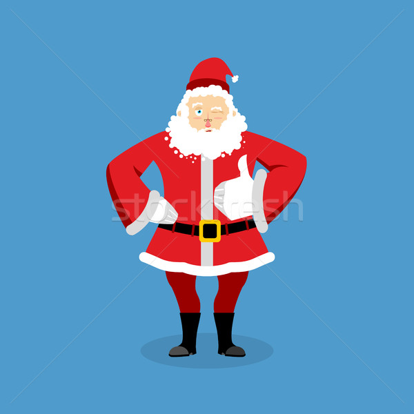 Santa Claus thumbs up well and winks. Sign all right. Merry Chri Stock photo © popaukropa