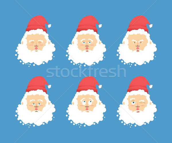 Santa Claus emotions set . Christmas character expression. Angry Stock photo © popaukropa