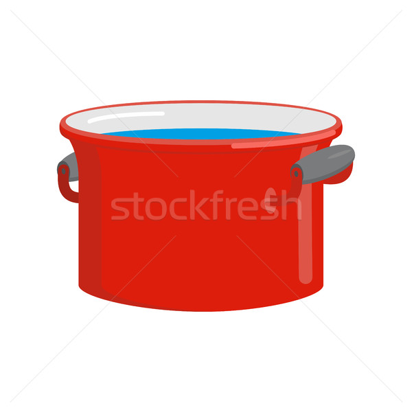 Red pan with water isolated. Kitchen utensils for cooking Stock photo © popaukropa