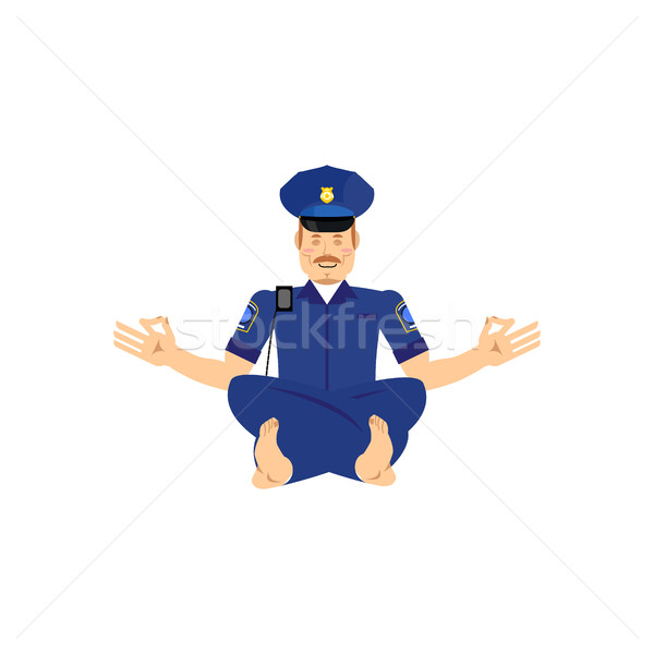 Jóga zsaru rendőrtiszt rendőr zen pihen Stock fotó © popaukropa