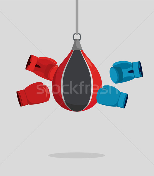 Punch bag and gloves. Equipment for boxing. Exercise beats. Vect Stock photo © popaukropa