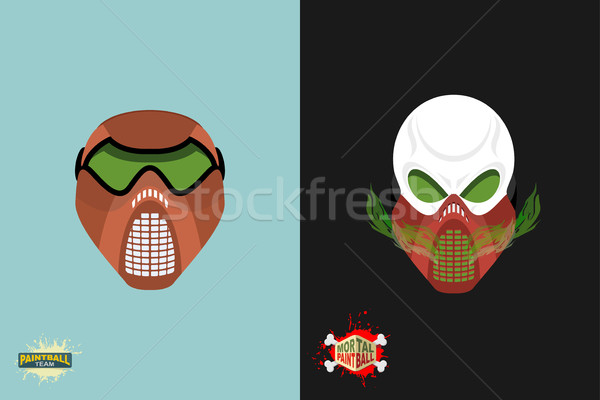 Stock photo: paintball helmet and mask. scary skull with smoke. Mortal paintb