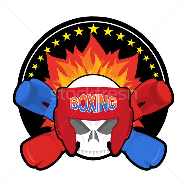 Boxing logo sport emblema cranio guantoni da boxe Foto d'archivio © popaukropa