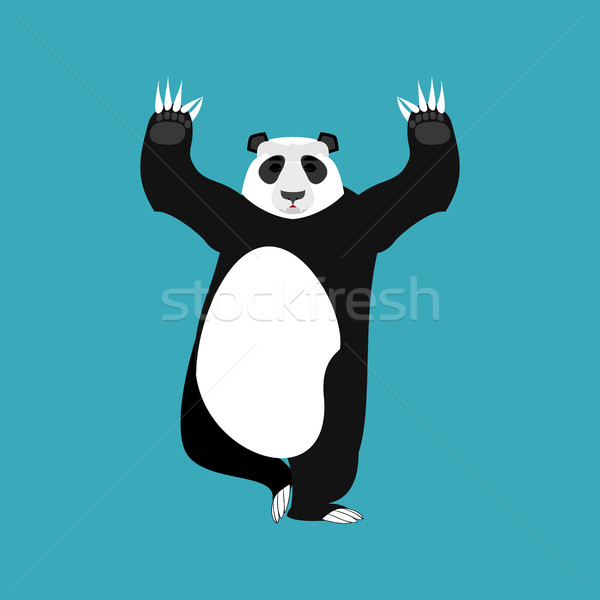 Panda Yoga. Chinese bear yogi. Animal zen and relax Stock photo © popaukropa