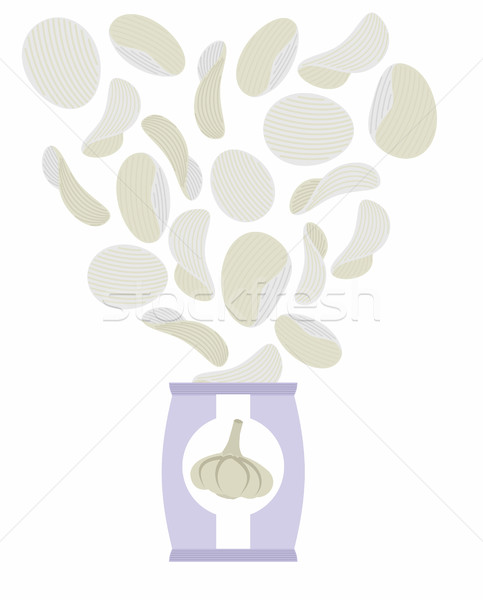 Potato chips taste of garlic. Packaging, bag of chips on a white Stock photo © popaukropa