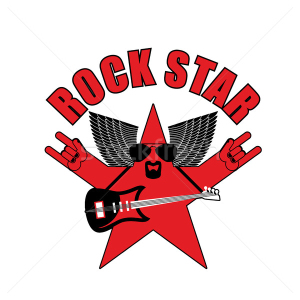 Rock Star emblem for club or party. Star Music with guitar and s Stock photo © popaukropa