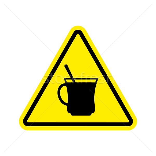 Coffee Warning sign yellow. Drinking tea Hazard attention symbol Stock photo © popaukropa