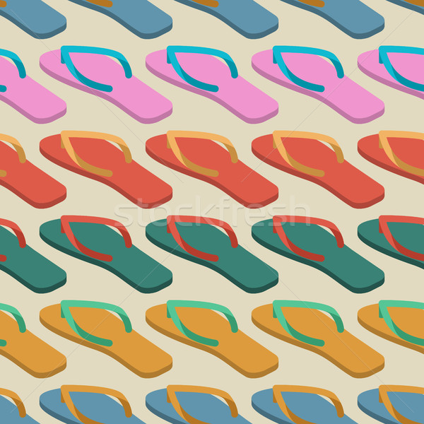 slippers seamless pattern. Summer shoes ornament. Beach Boots ba Stock photo © popaukropa