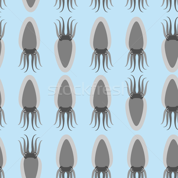 Grey Cuttlefish seamless pattern. Vector background of molluscs. Stock photo © popaukropa