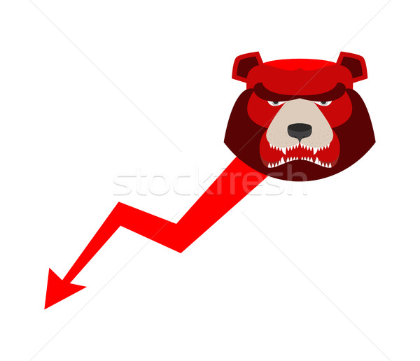 Red Bear Down Arrow. Exchange Trader illustration. Business conc Stock photo © popaukropa