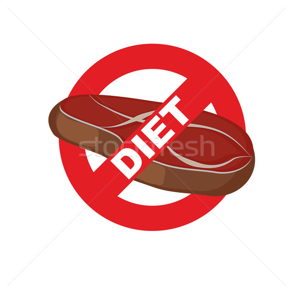 Stop meat. Banning food mark. Steak. Logo for diet. Vector illus Stock photo © popaukropa