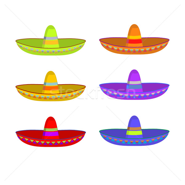 Sombrero set. Colorful Mexican hat ornament. National cap Mexico Stock photo © popaukropa