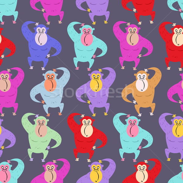 Monkey seamless pattern. Multicolored Gorilla background. Colore Stock photo © popaukropa