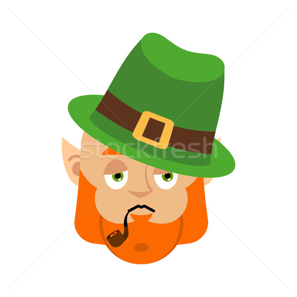 Leprechaun Sad. Dwarf with red beard sorrowful Emoji. Irish elf  Stock photo © popaukropa