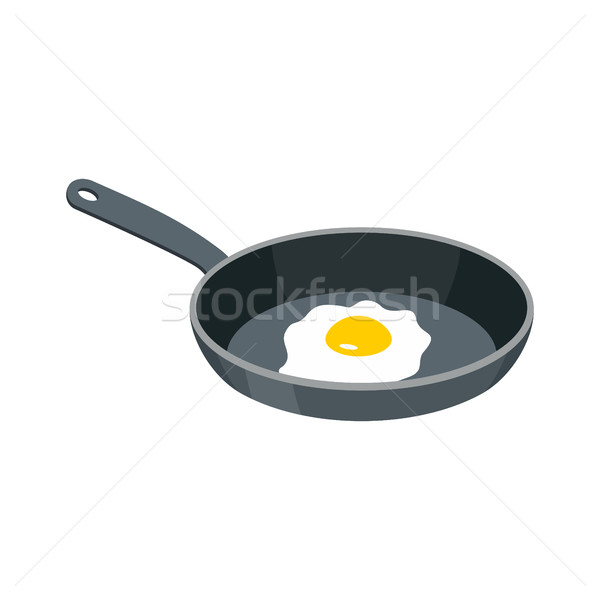 Omelette in frying pan. Fried egg for breakfast Stock photo © popaukropa