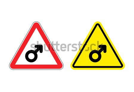 Attention Man. Male sign on red triangle. Road sign Caution Stock photo © popaukropa